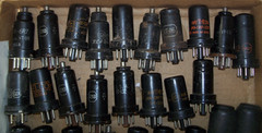 Lot (50+) tubes,USED,radio,amp,glass bottle,metal can,octal,antique,12A8,0Z4,+++
