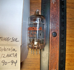 Strong Motorola by TUNG-SOL Long Gray Plate Angled D Getter 12AX7 / ECC83 Tube