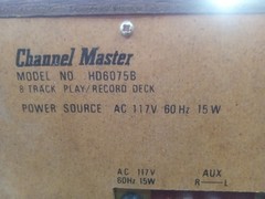 Vintage Channel Master HD6075B 8 Track Tape Play / Record Wood Grain Nice Works