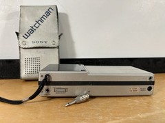 Sony Watchman Portable CRT TV Made in Japan w/ Case & Sony Plug- Video In Tested
