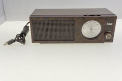 Vintage RCA RZA 203 T AM Radio NEW IN BOX Brown TESTED Burl Woodgrain Employee