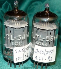 Very Strong & Balanced Pair JTL Tung Sol 5814A Vacuum Tubes 1960 Military 12au7
