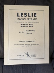 Leslie 22H 22R Speaker Owner’s Manual Hammond Organ Service Parts Schematics