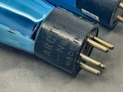 Matched Pair Arcturus No 127 Blue Globe Tube Engraved Base Tests Strong
