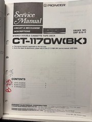 Original Pioneer Service Manua CT-1170W Cassette Tape Deck