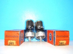 14F7 NOS Cunningham loctal transatlantic vacuum tubes 2 valves radio tested 14F7