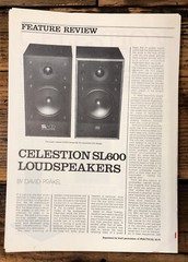 Celestion Model SL600 Speaker Review Reprint 1pg *Original* #1