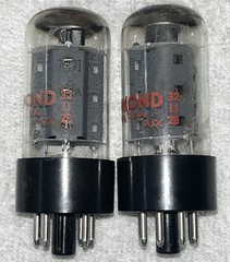 Pair 7591A SYLVANIA labeled for HAMMOND Halo Getter Tubes Amplitrex Test