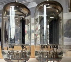 Rare Matched Pair 12au7 Comm Grade 5963 Hifi Tubes Vented Long Gray Ridge Plates