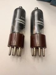 Matched Pair 2A7 Smoked Glass Brown Base NOS IEC Audio Tubes