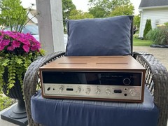 Vintage Sansui 500X Wood Cabinet Silver Face Stereo Receiver Tuner Amplifier