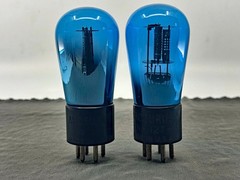 Matched Pair Arcturus No 127 Blue Globe Tube Engraved Base Tests Strong
